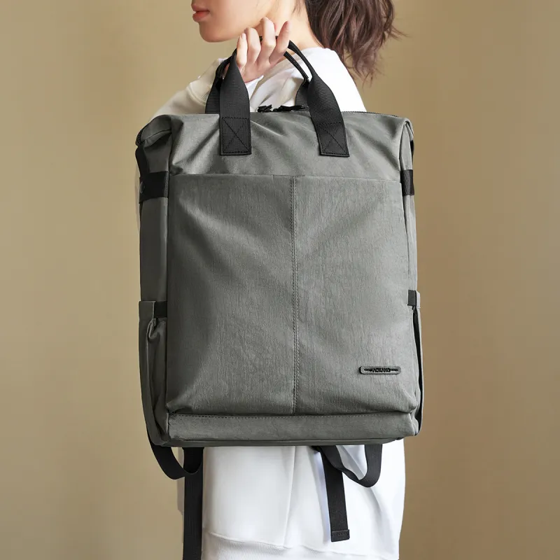 AOKANG Fabric Backpack Laptop Bag For Business Travel Regular Unisex Camel Gray/Classic Black-2