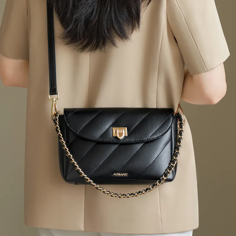 AOKANG Cow Leather Small Square Bag, Underarm Shoulder Bag, Crossbody Bag Regular Women's White/Pink/Black-14