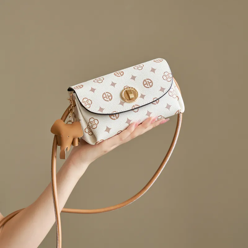 AOKANG PVC Crossbody Bag, Shoulder Bag Women's Coffee/Ecru-10