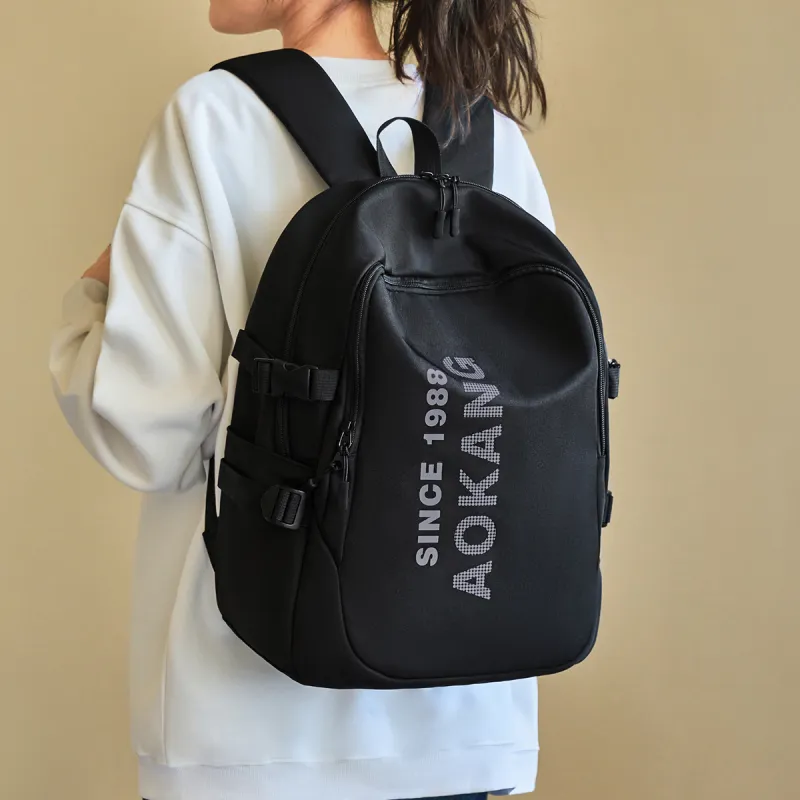 AOKANG Fabric Backpack, Laptop Bag, Travel Bag Large Size Unisex Ecru/Classic Black-6