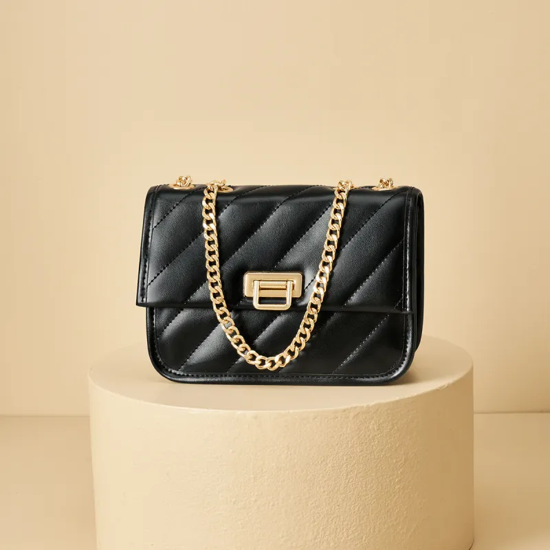 AOKANG Synthetic Leather Single Crossbody Bag, Shoulder Bag Mini Women's Ecru/Classic Black-9