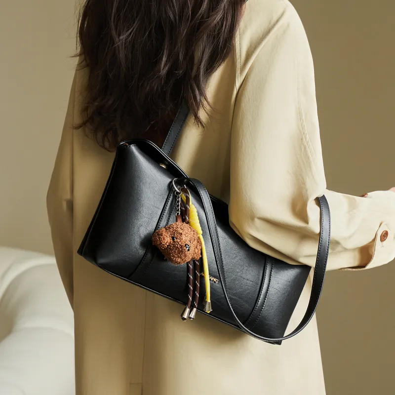 AOKANG Cow Leather Tote Bag Crossbody Bag Shoulder Bag Large Size Women's Gold Brown/Vintage Black/Cocoa Coffee-7