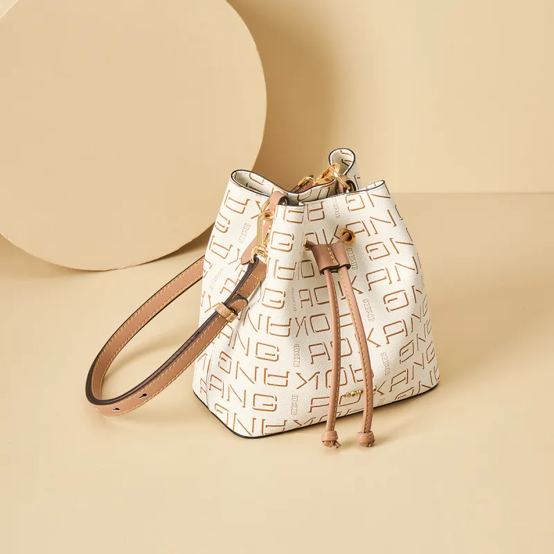 AOKANG PVC Bucket Bag, Underarm Bag, Shoulder Bag, Crossbody Bag Regular Women's Coffee/Ecru-11