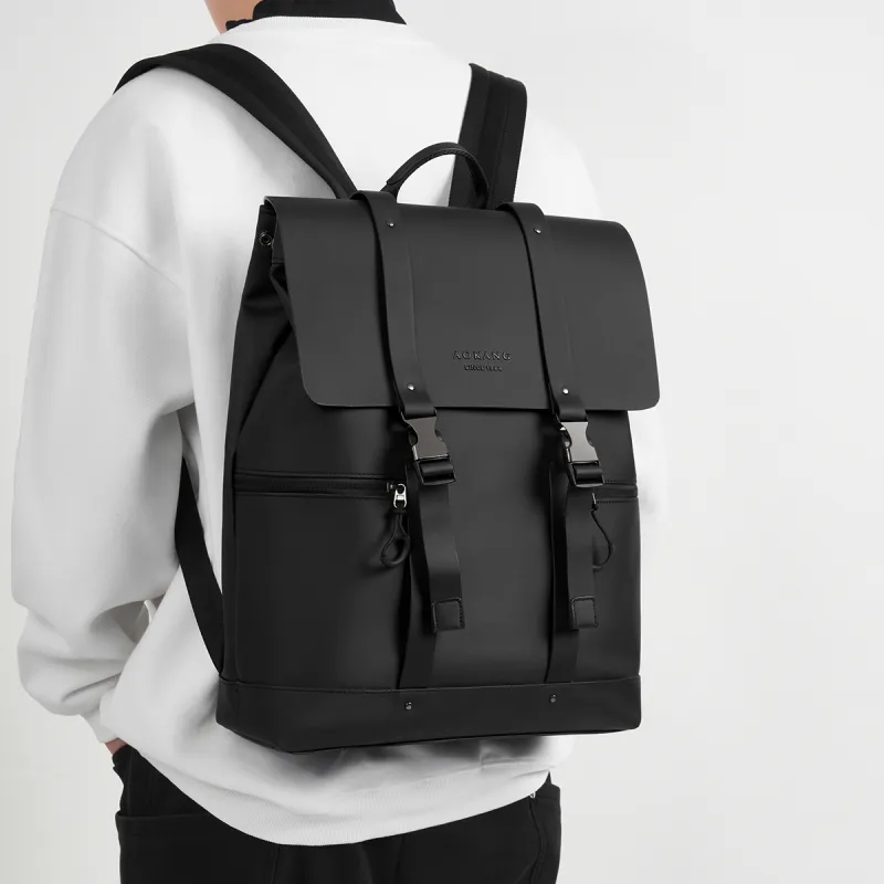 AOKANG PVC Backpack Laptop Bag Backpack Men's Classic Black-1