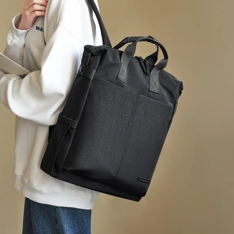 AOKANG Fabric Backpack Laptop Bag For Business Travel Regular Unisex Camel Gray/Classic Black-7