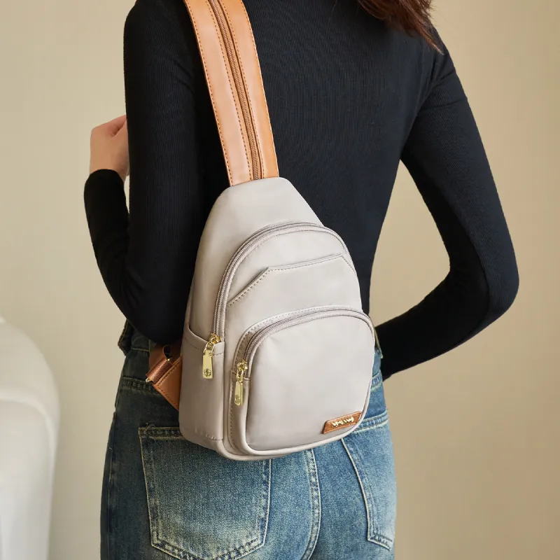 AOKANG Fabric Backpack Shoulder Bag For Business Travel Mini Unisex Khaki/Classic Black-1
