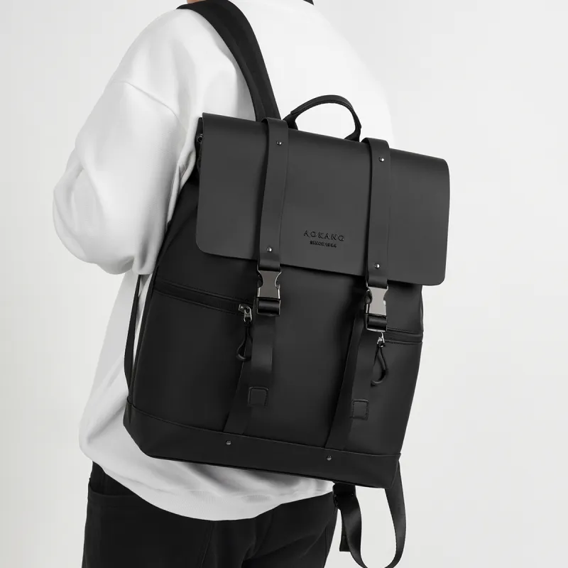AOKANG PVC Backpack Laptop Bag Backpack Men's Classic Black-2