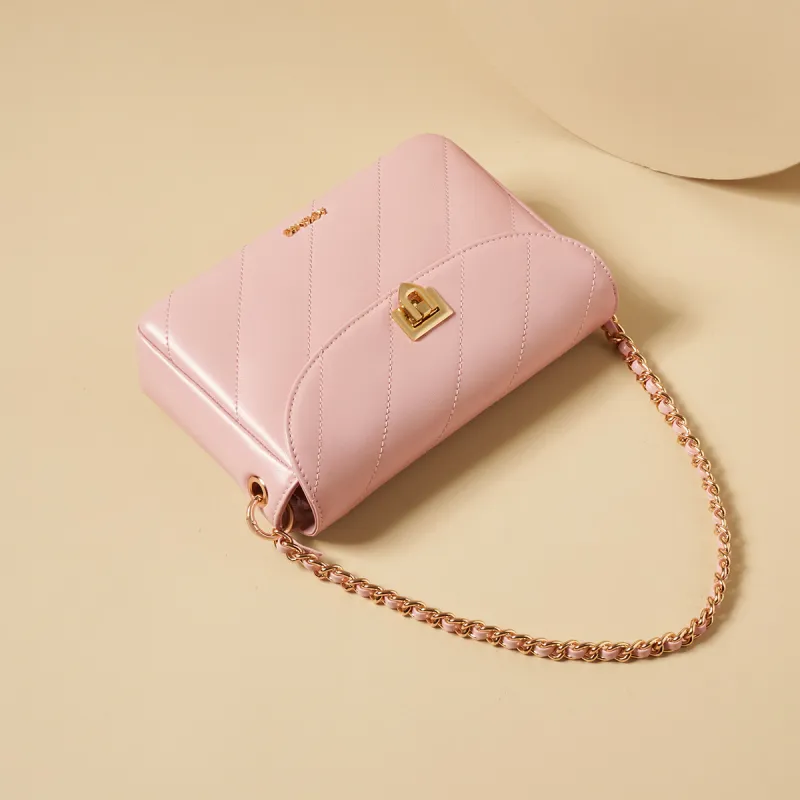 AOKANG Cow Leather Small Square Bag, Underarm Shoulder Bag, Crossbody Bag Regular Women's White/Pink/Black-11