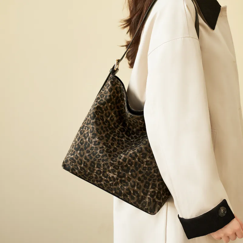 AOKANG Fabric Bucket Bag, Crossbody Bag, Shoulder Bag Medium Size Women's Classic Black/Sandalwood Brown-2