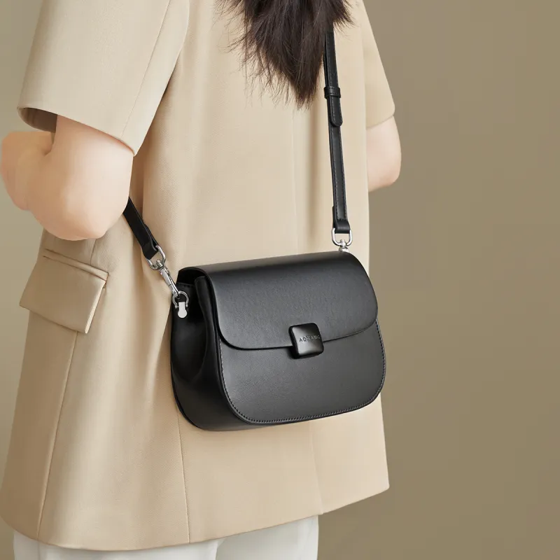 AOKANG Synthetic Leather Crossbody Bag, Shoulder Bag Trumpets Women's Ecru/Classic Black/Caramel Brown-8