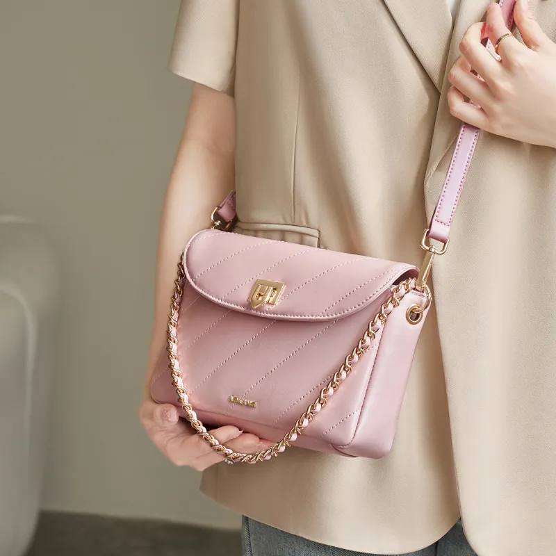 AOKANG Cow Leather Small Square Bag, Underarm Shoulder Bag, Crossbody Bag Regular Women's White/Pink/Black-9