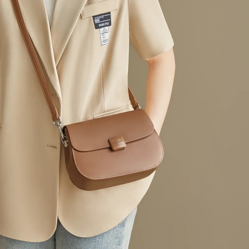 AOKANG Synthetic Leather Crossbody Bag, Shoulder Bag Trumpets Women's Ecru/Classic Black/Caramel Brown-14