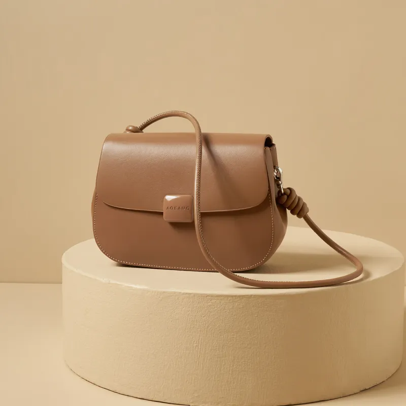 AOKANG Synthetic Leather Crossbody Bag, Shoulder Bag Trumpets Women's Ecru/Classic Black/Caramel Brown-15