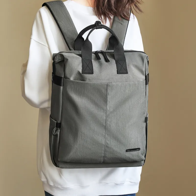 AOKANG Fabric Backpack Laptop Bag For Business Travel Regular Unisex Camel Gray/Classic Black-1