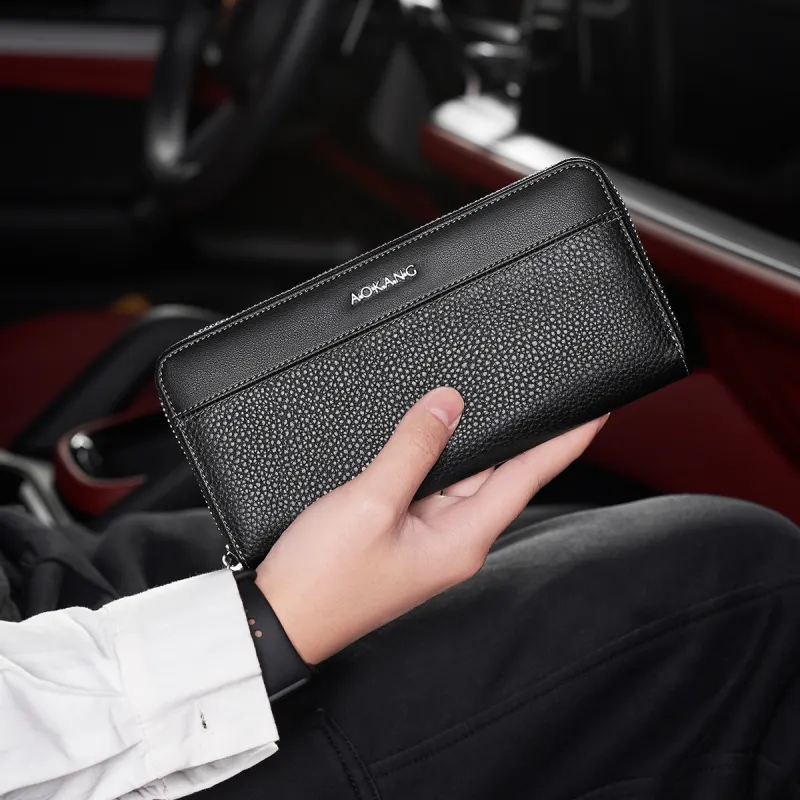 AOKANG Top Grain Cow Leather Wallet Men's Classic Black-2