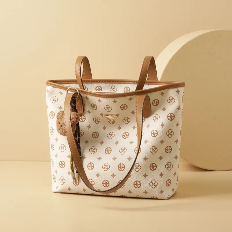 AOKANG PVC Tote Handbag, Shoulder Bag Tubas Women's Coffee/Ecru-11