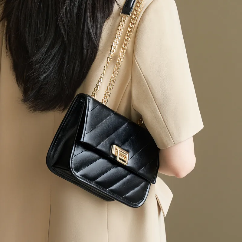 AOKANG Synthetic Leather Single Crossbody Bag, Shoulder Bag Mini Women's Ecru/Classic Black-8