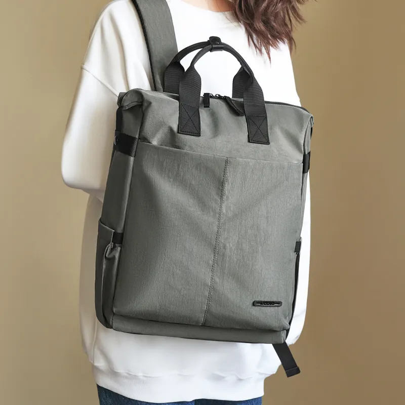 AOKANG Fabric Backpack Laptop Bag For Business Travel Regular Unisex Camel Gray/Classic Black-4