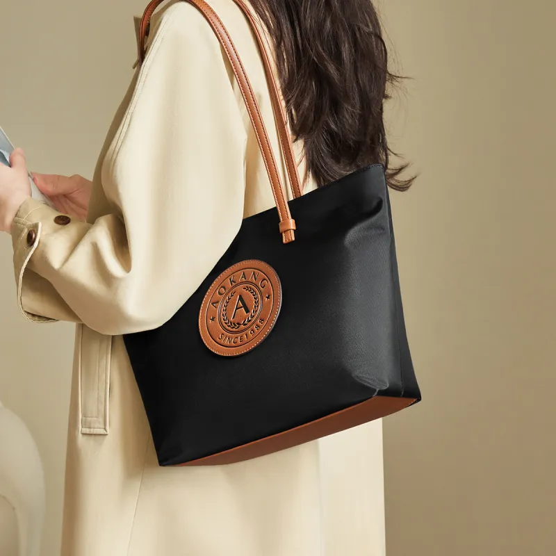 AOKANG Fabric With Synthetic Leather Tote Bag Shopping Bag Shoulder Bags Women's Multicolor-3