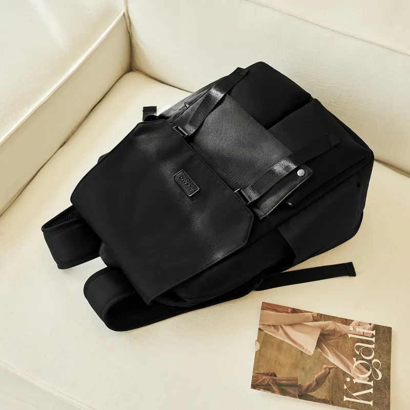 AOKANG Fabric Backpack For Business Travel Bag Large Size Unisex Ecru/Classic Black-8