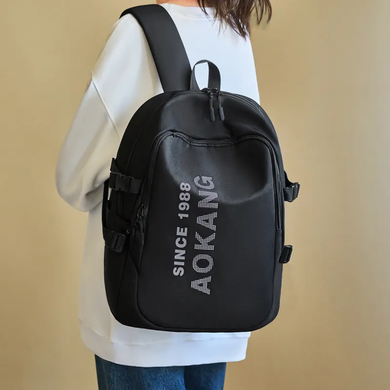 AOKANG Fabric Backpack, Laptop Bag, Travel Bag Large Size Unisex Ecru/Classic Black-7