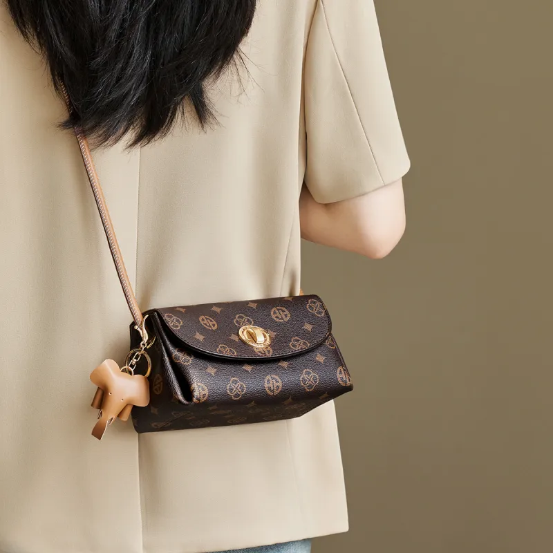 AOKANG PVC Crossbody Bag, Shoulder Bag Women's Coffee/Ecru-1