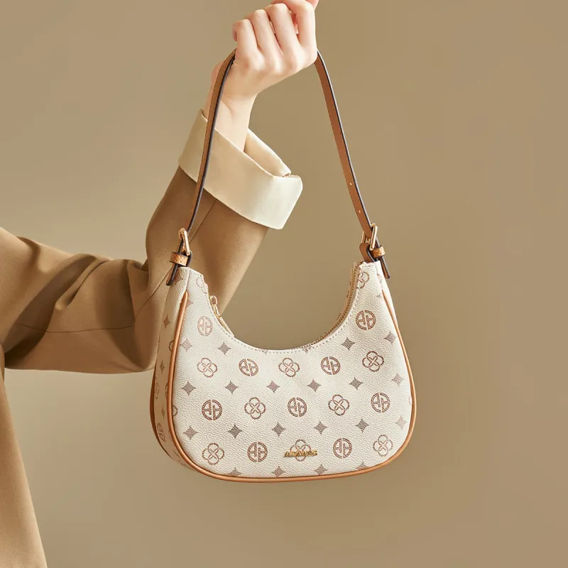 AOKANG PVC Shoulder Bag Medium Size Women's Coffee/Ecru-7
