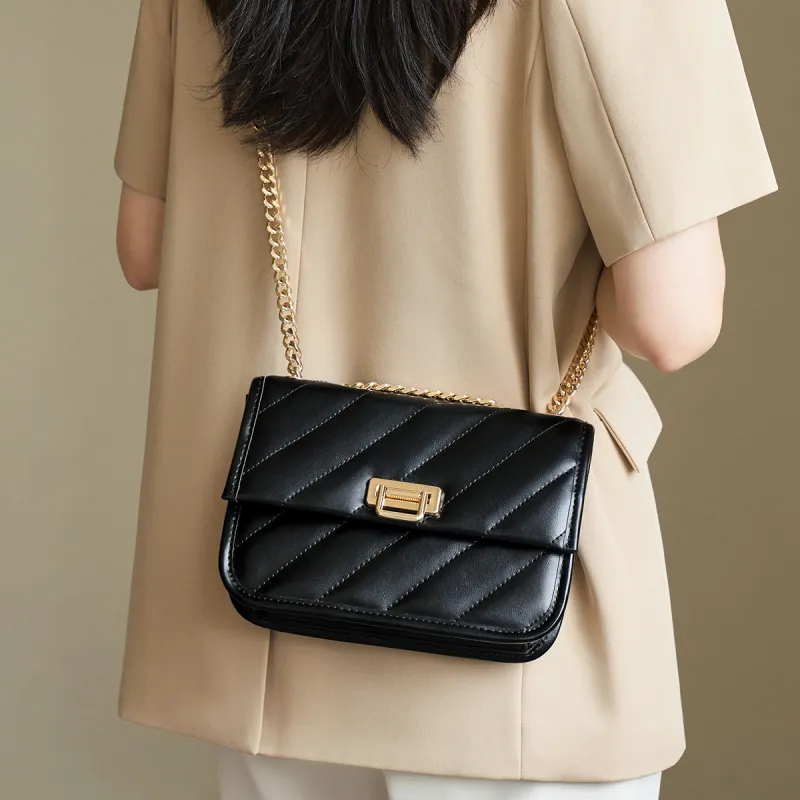 AOKANG Synthetic Leather Single Crossbody Bag, Shoulder Bag Mini Women's Ecru/Classic Black-7