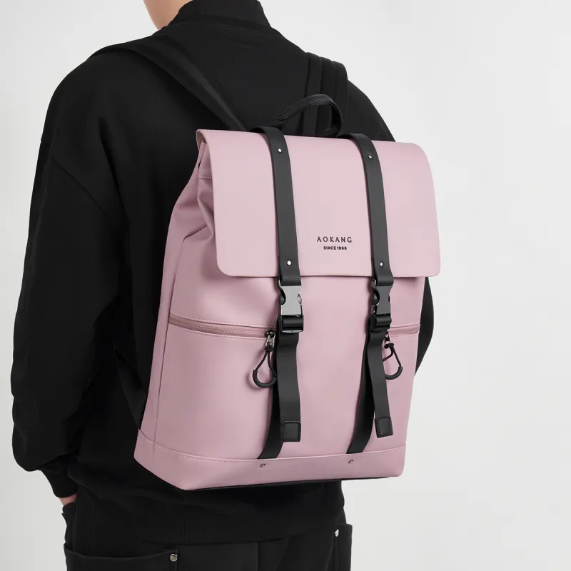 AOKANG PVC Backpack Laptop Bag Backpack Men's Classic Black-5