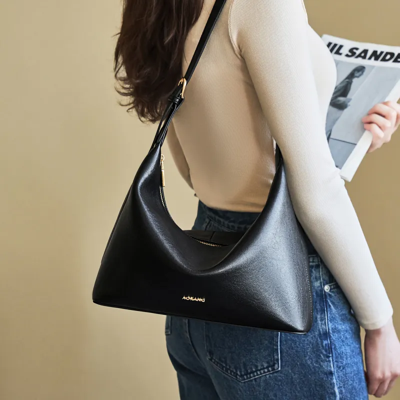 AOKANG Cow Leather Tote Crossbody Bag, Shoulder Bag, Hobo Bag Large Size Women's Coffee/Sandalwood Brown/Classic Black-10