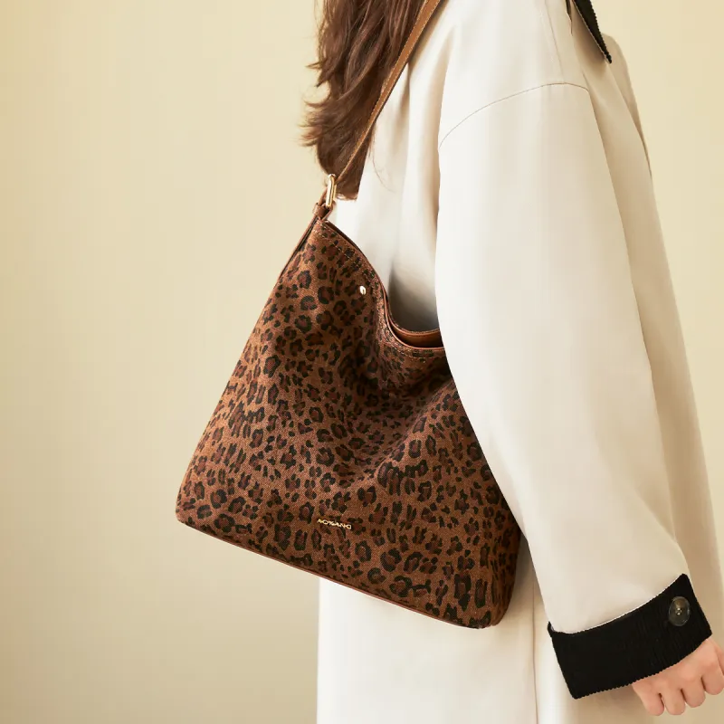 AOKANG Fabric Bucket Bag, Crossbody Bag, Shoulder Bag Medium Size Women's Classic Black/Sandalwood Brown-7