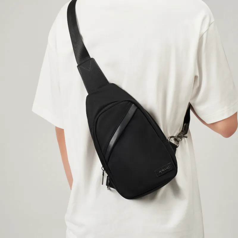 AOKANG Fabric Sling Bag, Shoulder Bag Medium Size Men's Classic Black-3