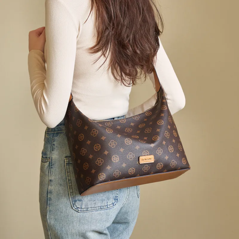 AOKANG PVC Tote Bag, Shoulder Bag, Hobo Bag, Crossbody Bag, Tote Bag Regular Women's Coffee/Ecru-4
