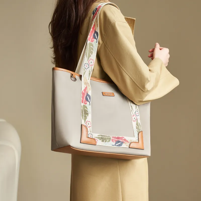 AOKANG Fabric Tote Bag, Shoulder Bag, Shopping Bag Large Size Women's Classic Black/Khaki-7