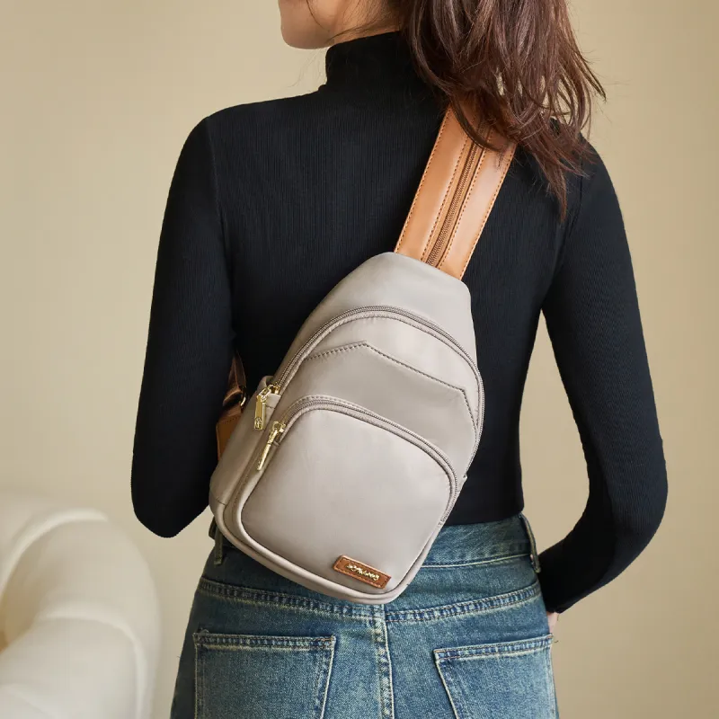 AOKANG Fabric Backpack Shoulder Bag For Business Travel Mini Unisex Khaki/Classic Black-2
