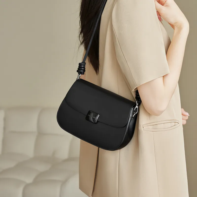 AOKANG Synthetic Leather Crossbody Bag, Shoulder Bag Trumpets Women's Ecru/Classic Black/Caramel Brown-7