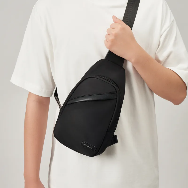 AOKANG Fabric Sling Bag, Shoulder Bag Medium Size Men's Classic Black-1