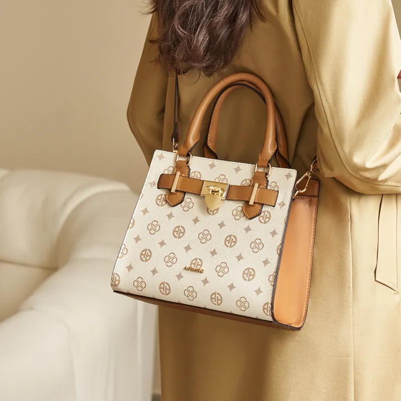 AOKANG PVC Lady Dior Bag Handbag Underarm Shoulder Bag, Crossbody Bag Regular Women's Coffee/Ecru-6