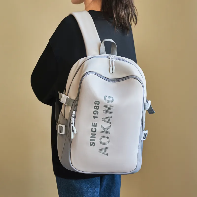 AOKANG Fabric Backpack, Laptop Bag, Travel Bag Large Size Unisex Ecru/Classic Black-3