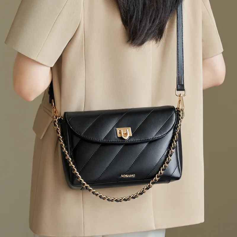 AOKANG Cow Leather Small Square Bag, Underarm Shoulder Bag, Crossbody Bag Regular Women's White/Pink/Black-13