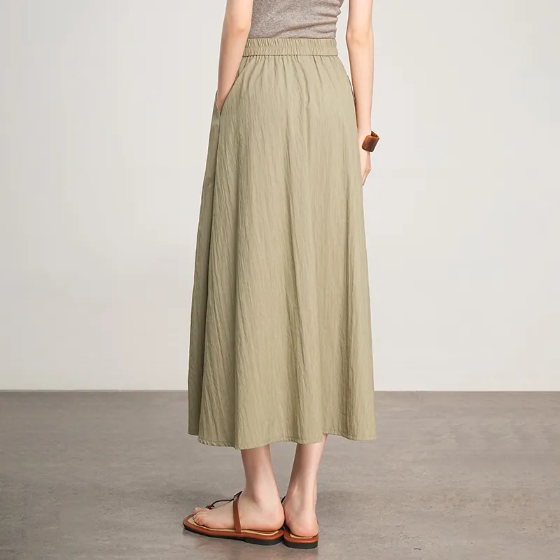 RUMMANDY Casual Long Skirt Women's Olive Green-6