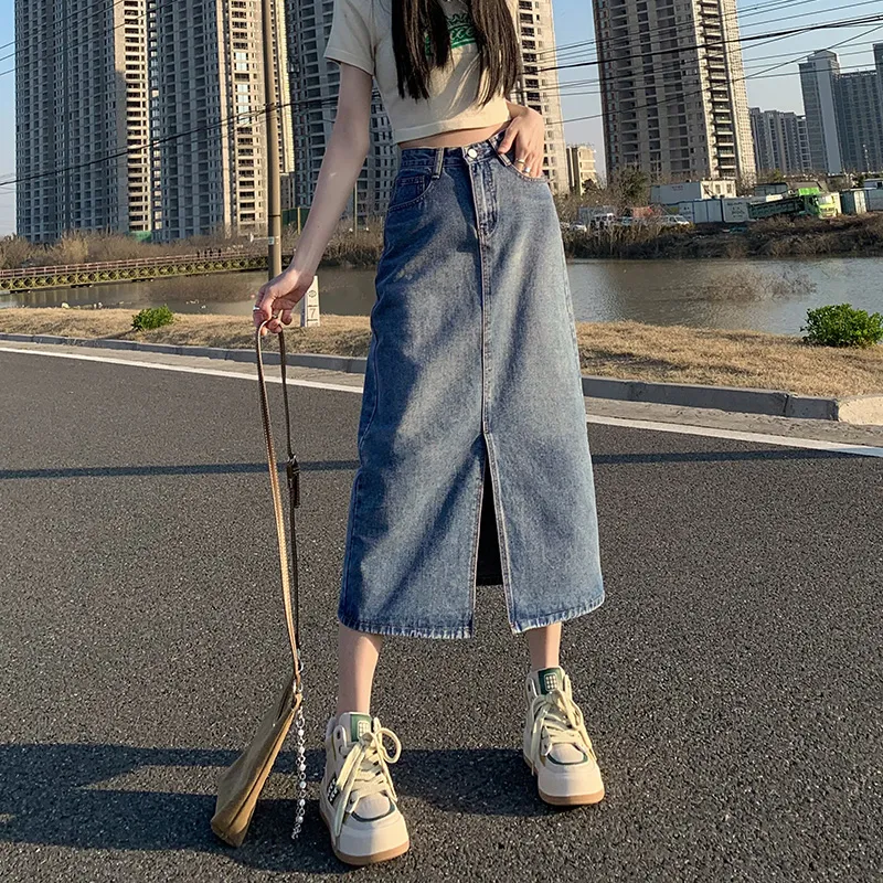 RUMMANDY Denim Long Skirt Women's-2