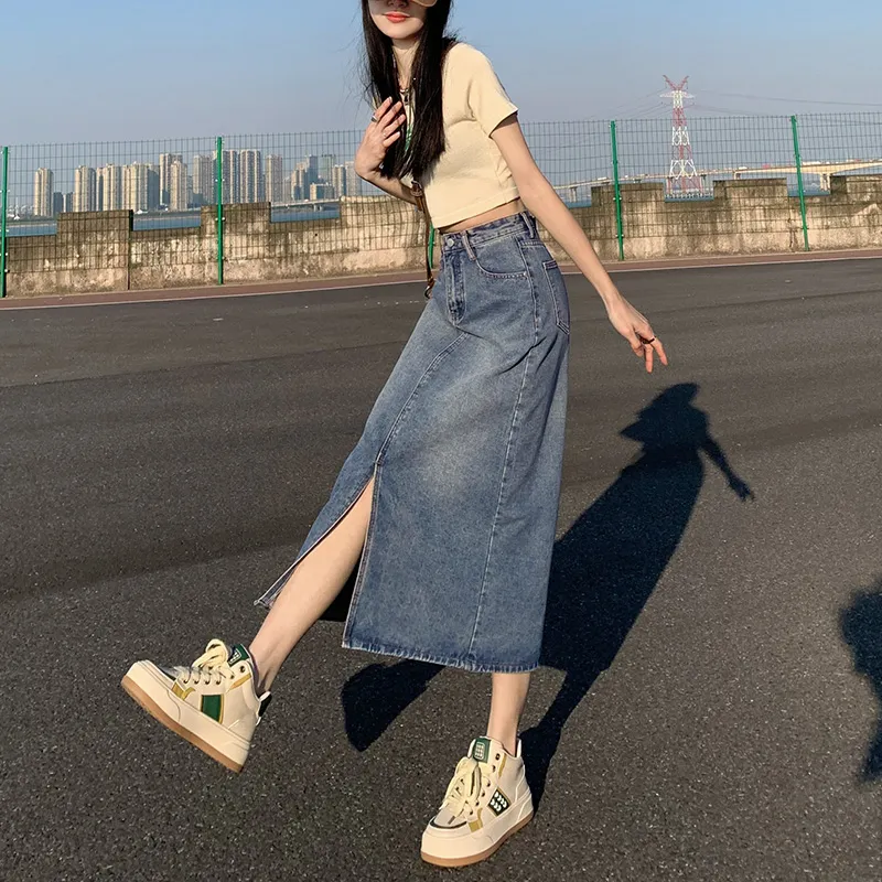 RUMMANDY Denim Long Skirt Women's-3