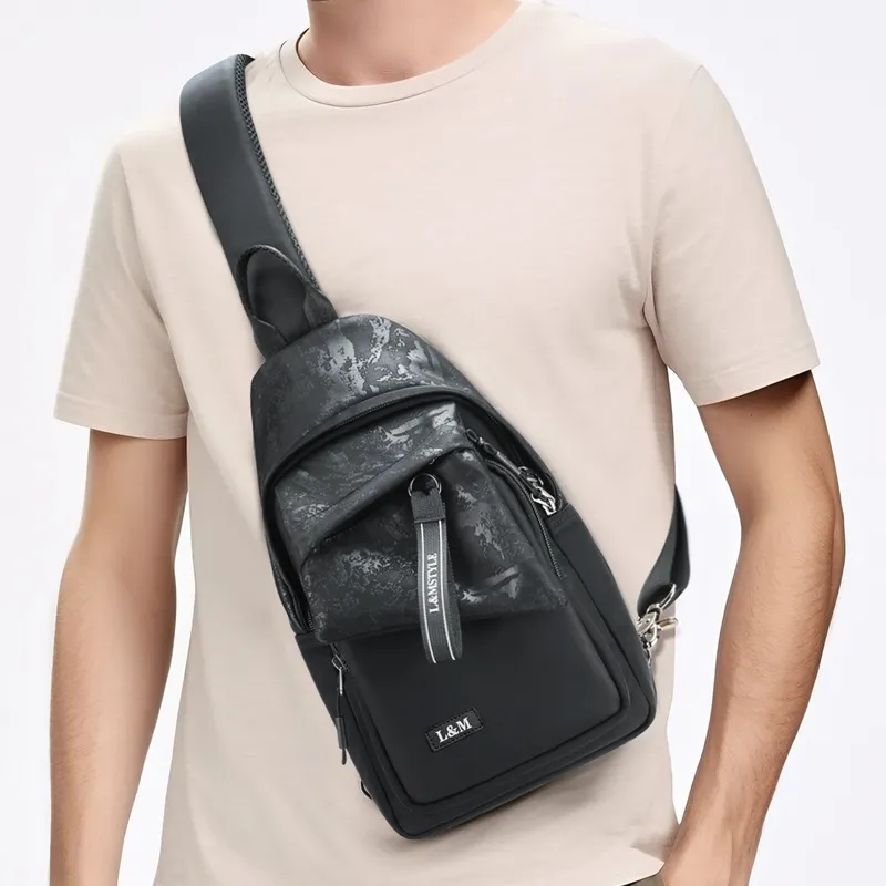 L&M Oxford Sling Bag Regular Men's Ink Black-4
