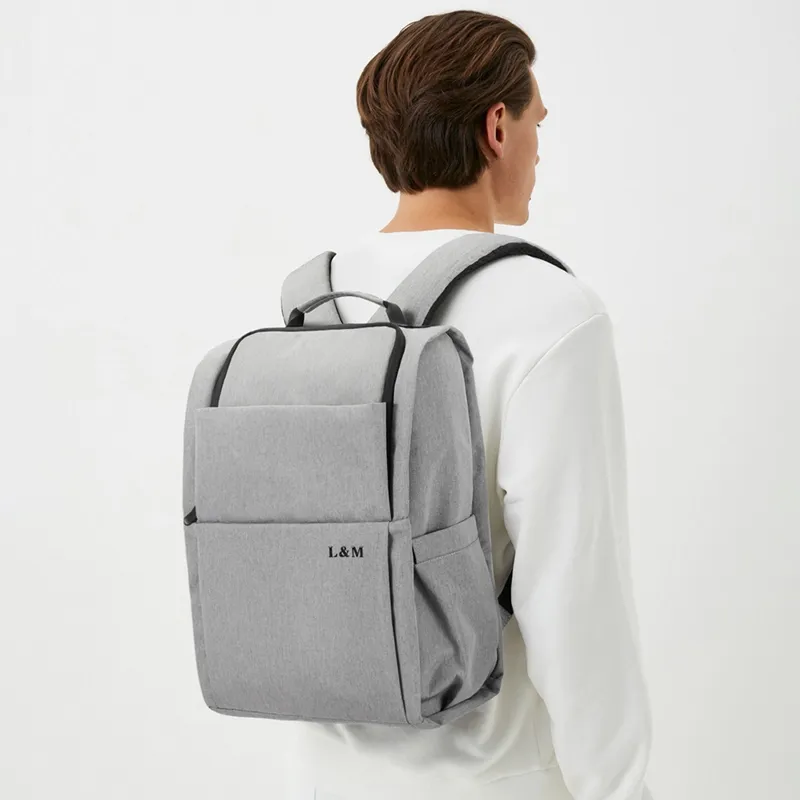 L&M Oxford Backpack Regular Unisex Gray/Black-4