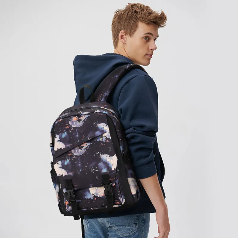 L&M Oxford Backpack Laptop Backpack Regular Unisex Starry Blue-5