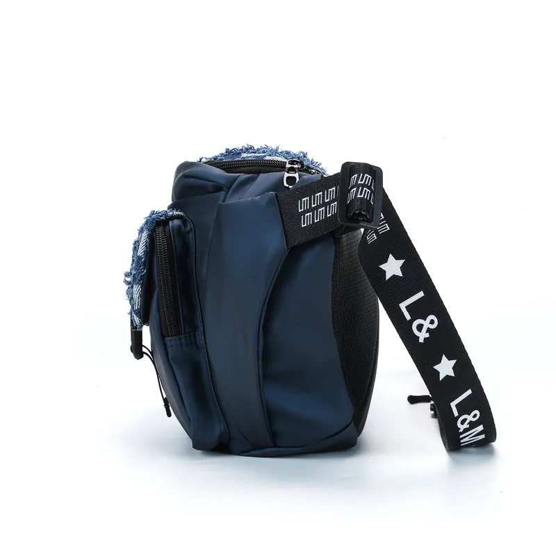 L&M Polyester Sling Bag Regular Unisex Black/Blue-6