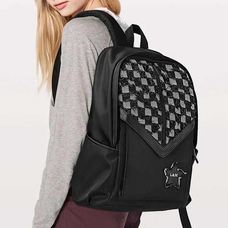 L&M Oxford Backpack Regular Unisex Black/Gray-13