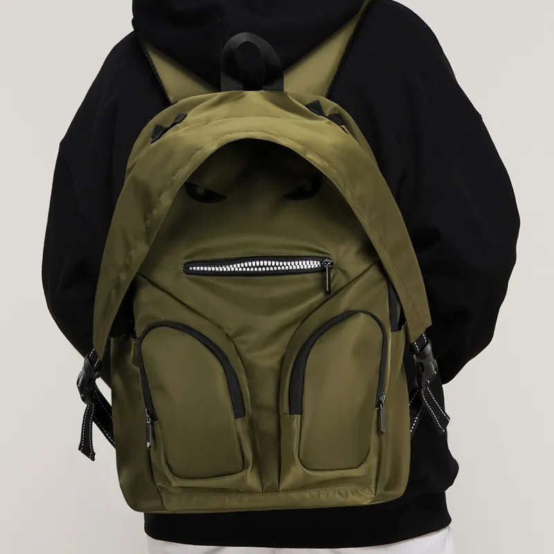 L&M Oxford Backpack Regular Unisex Black/Olive Green-10