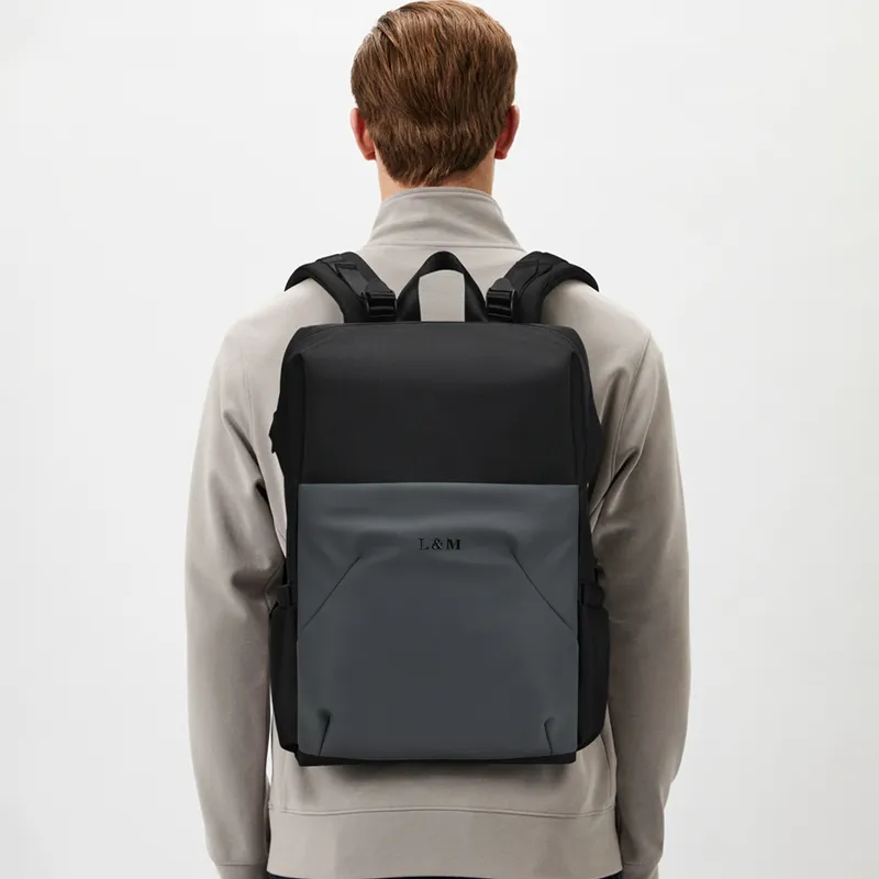 L&M Oxford Backpack Regular Men's Black Gray Color-5